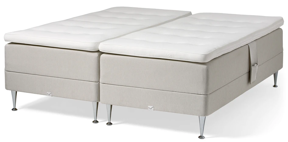 Väderö - Ställbar säng, dubbelsäng med bäddmadrass och metallben - Beige