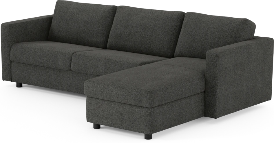 Lindö - Bäddsoffa 2,5-sits med schäslong, vändbar - Svart