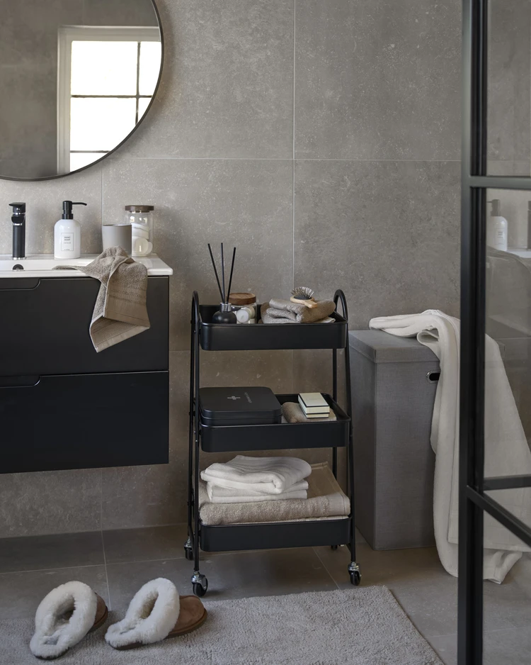 Rollo - Rullvagn med 3 hyllplan, utomhuslack - inspiration