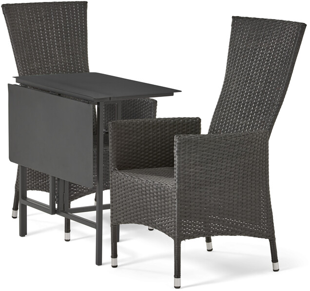 Caddy/Village - Utegrupp med bord och 2 reclinerstolar - Svart