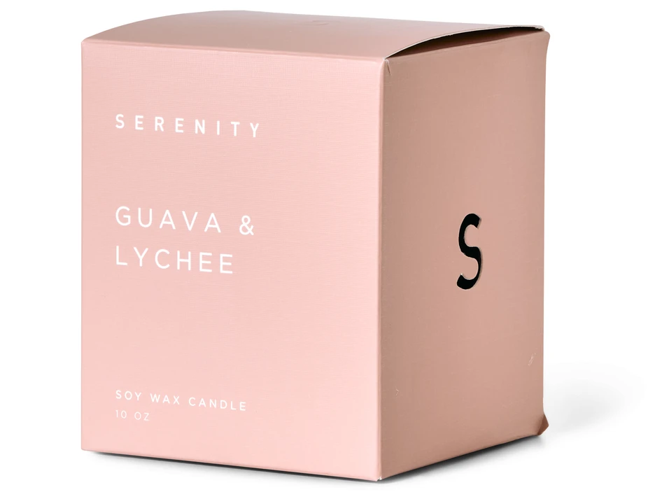 Serenity - Doftljus, Guava & Lyche, brinntid 48 h, 286 g - Rosa