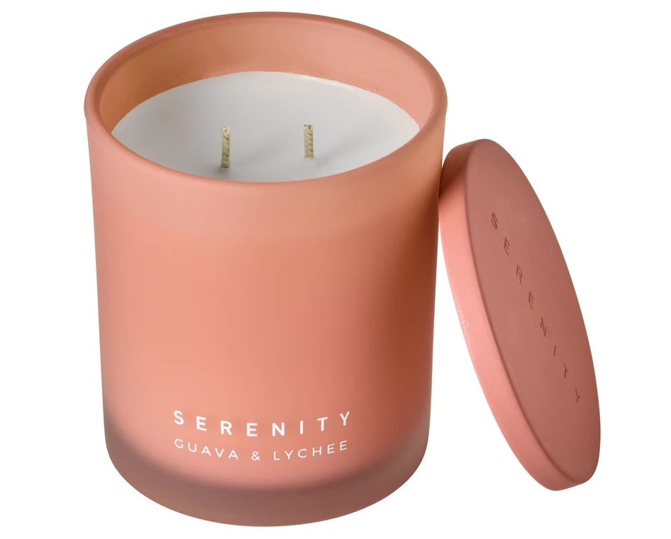 Serenity - Doftljus, Guava & Lyche, brinntid 48 h, 286 g - Rosa