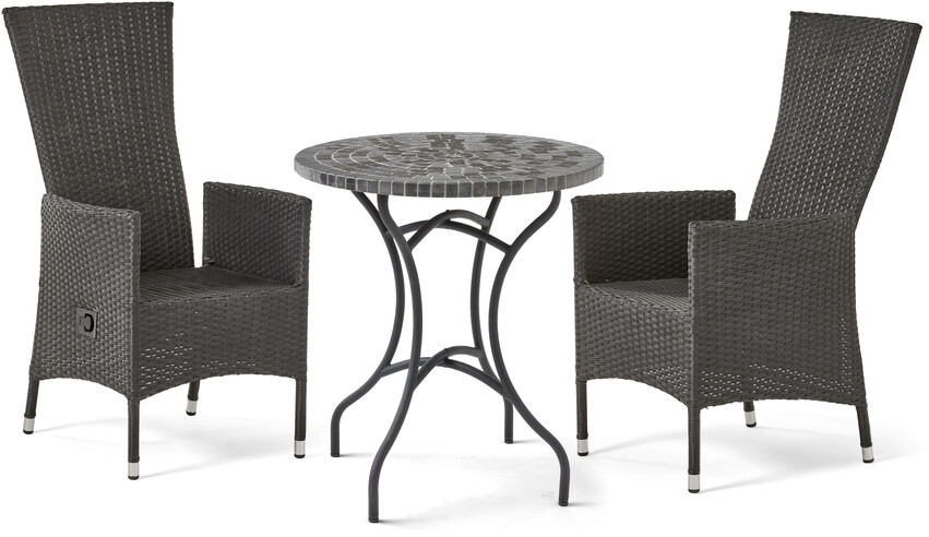Largo/Village - Utegrupp med bord och 2 reclinerstolar - Svart