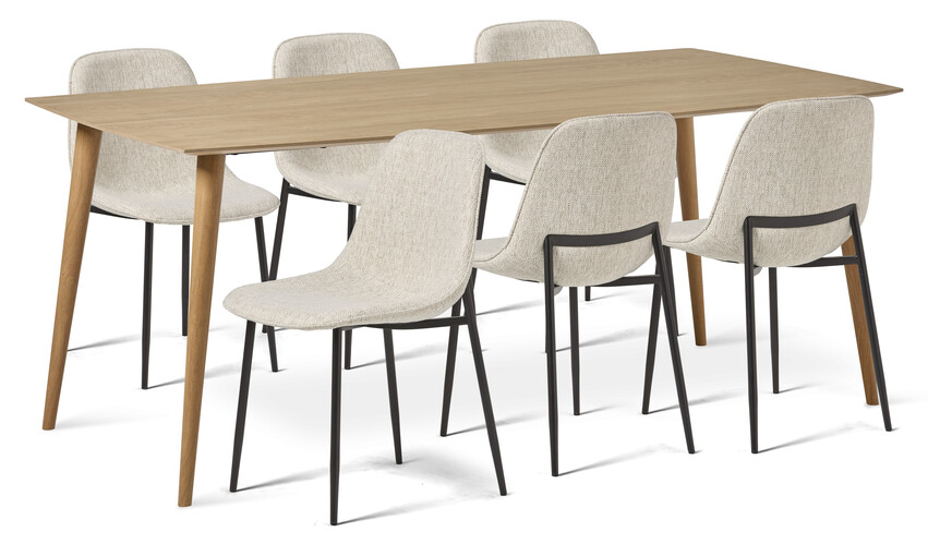 Plaine - Matgrupp med 6 stolar Melic - Beige