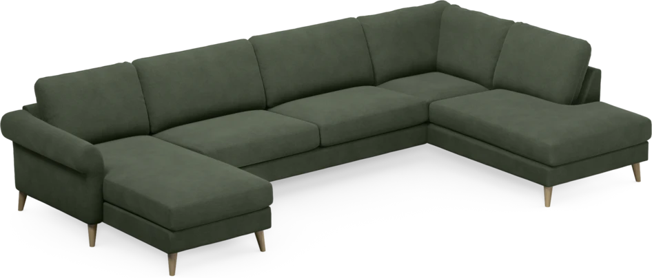 Bridge - 3-sits soffa med schäslong vänster och divan höger - Grön