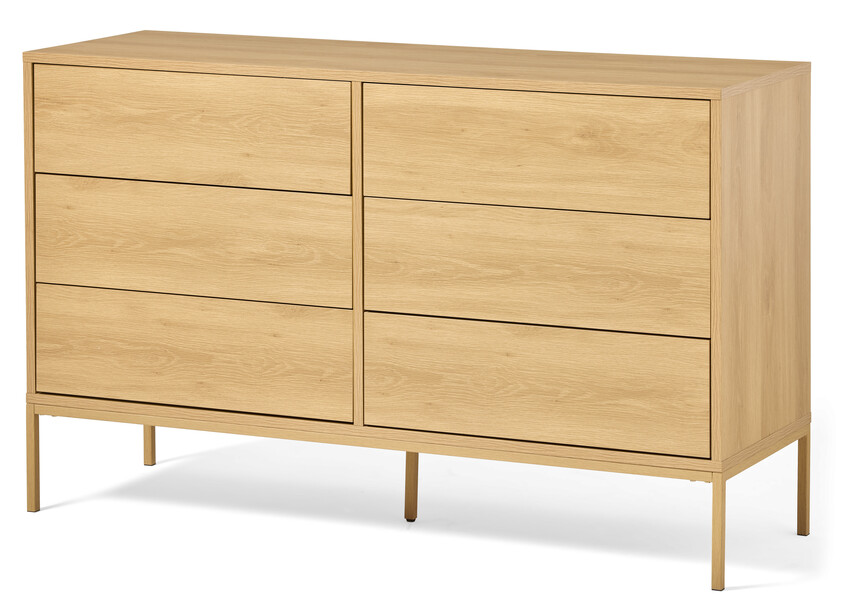 Fransy - Byrå med 6 lådor, 137x45x85 cm - Beige