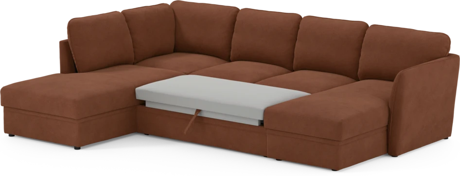 Öland - Bäddsoffa med divan vänster och schäslong höger - Orange