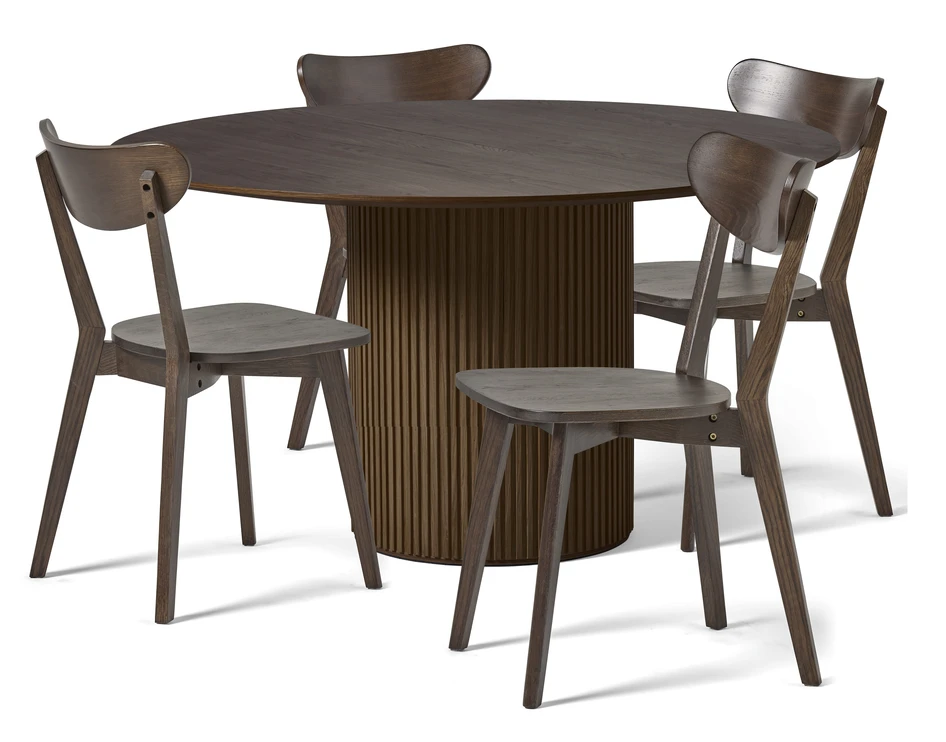 Astrid - Matgrupp med 4 stolar Ludvig - Brun