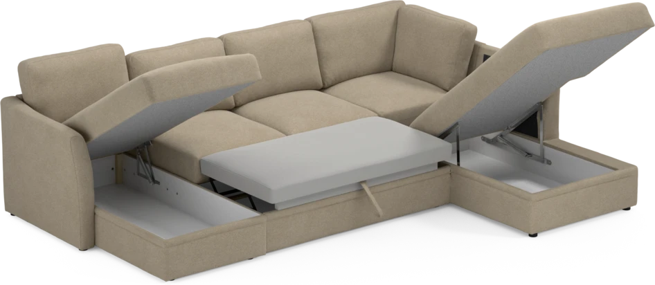 Öland - Bäddsoffa med schäslong vänster och divan höger - Beige