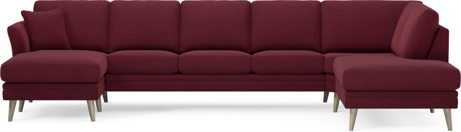 Eden - 3-sits soffa med schäslong vänster och divan höger - Röd