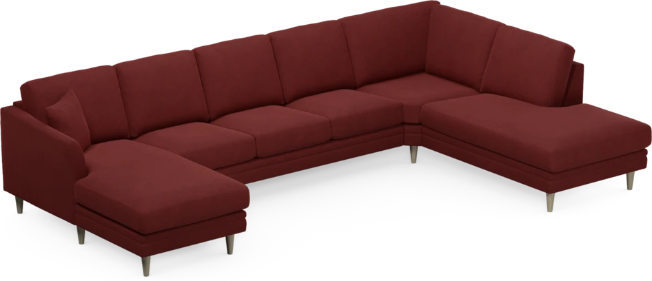 Eden - 3-sits soffa med schäslong vänster och divan höger - Röd