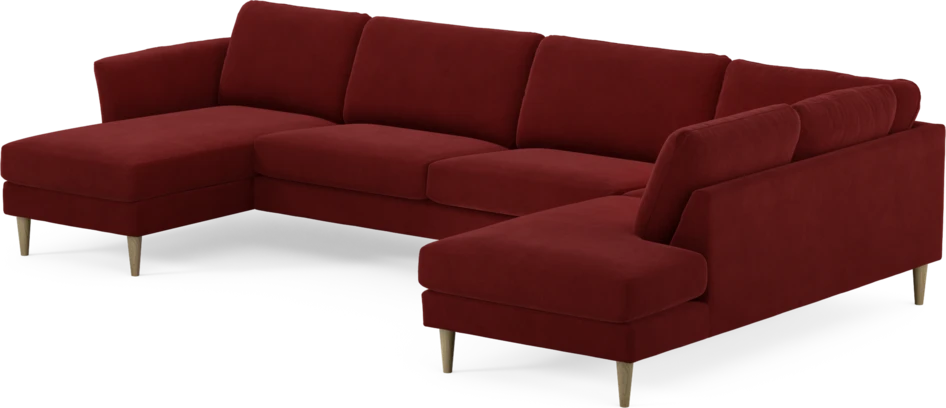Bridge - 3-sits soffa med schäslong vänster och divan höger - Röd