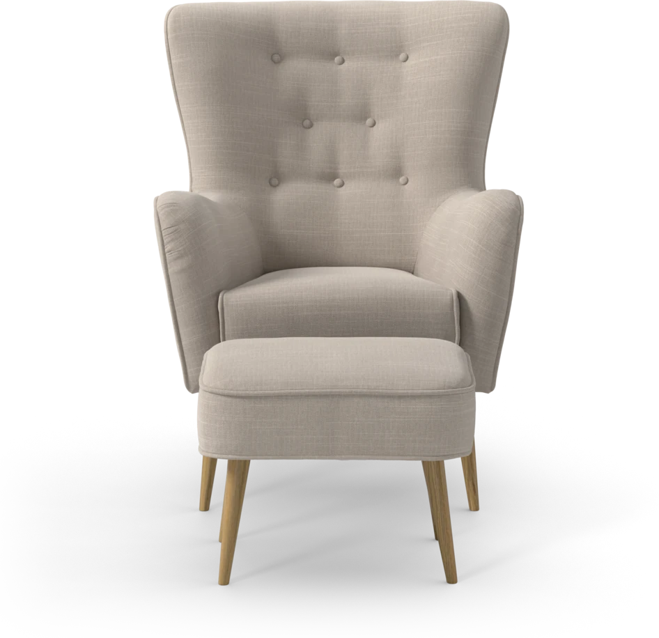 Cordelia - Fåtölj med fotpall - Beige
