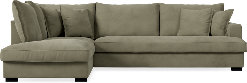 Mila - 3-sits soffa med divan vänster, hel dyna - Grön