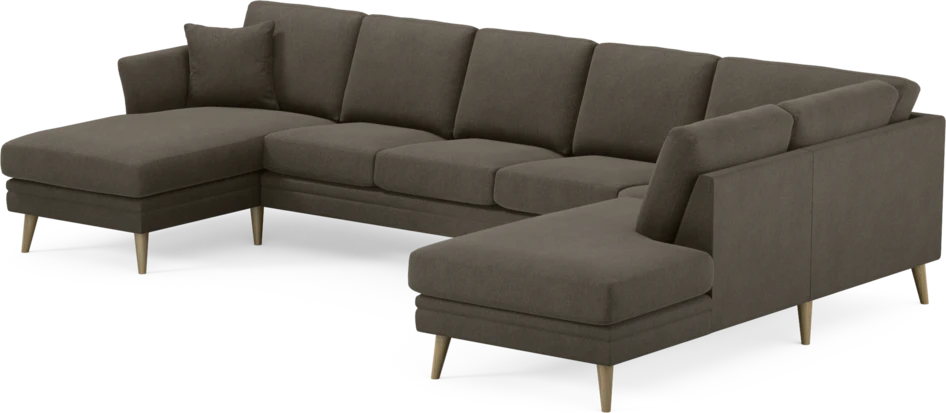 Eden - 3-sits soffa med schäslong vänster och divan höger - Brun