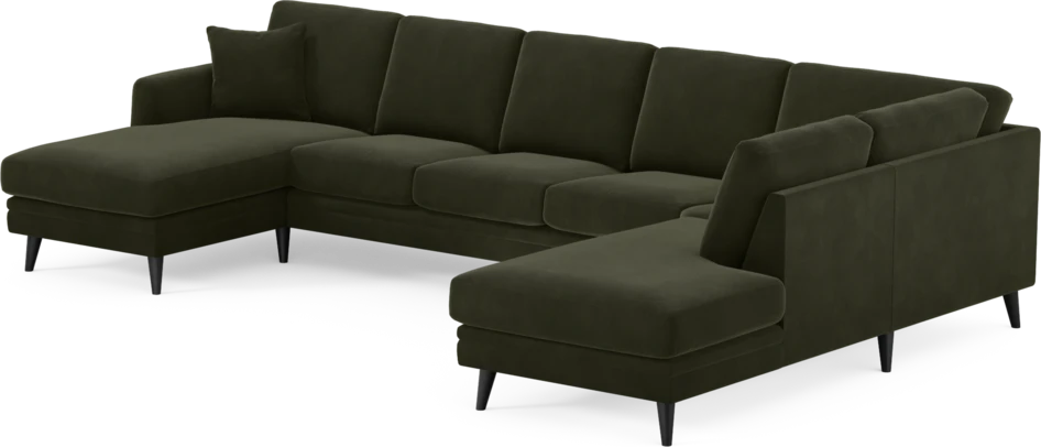 Eden - 3-sits soffa med schäslong vänster och divan höger - Grön