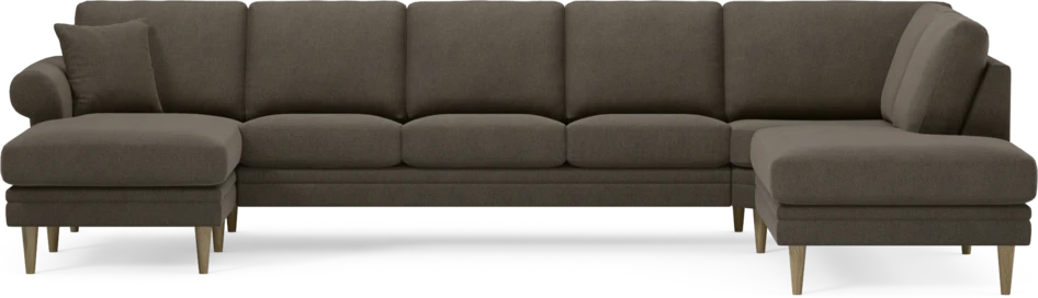 Eden - 3-sits soffa med schäslong vänster och divan höger - Brun