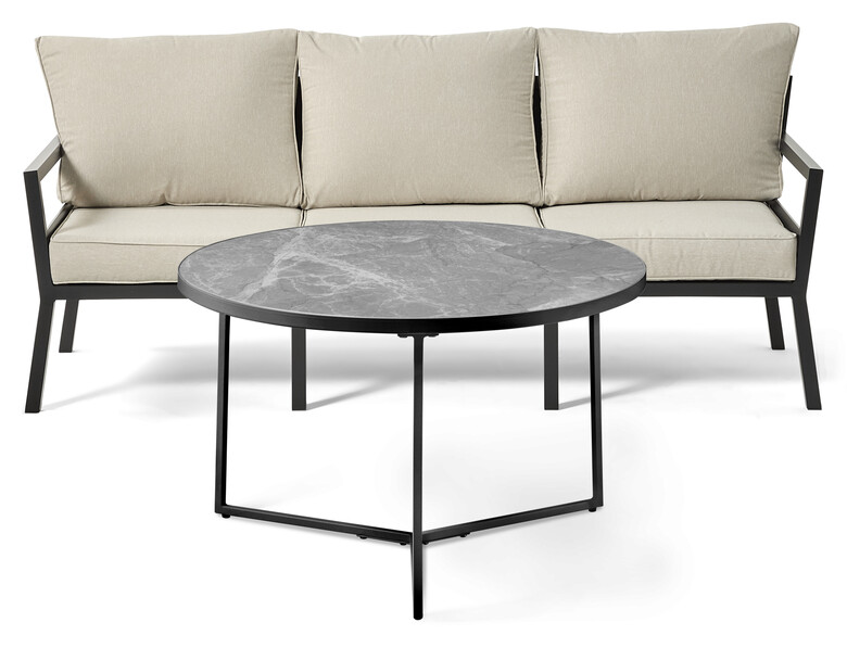 Maxime/Encore - Utesoffa med bord Ø 80 cm - Svart