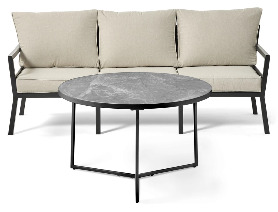 Maxime/Encore - Utesoffa med bord Ø 80 cm - Svart