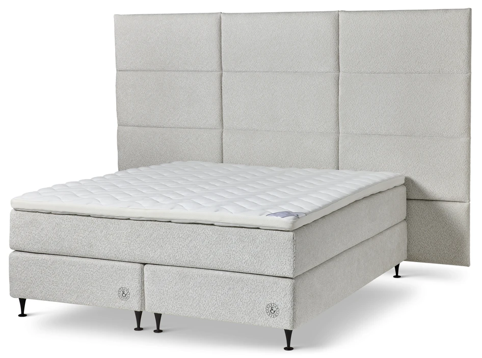 Särö - Kontinentalsäng, dubbelsäng med bäddmadrass Särö och Särö Grande XXL sänggavel - Beige