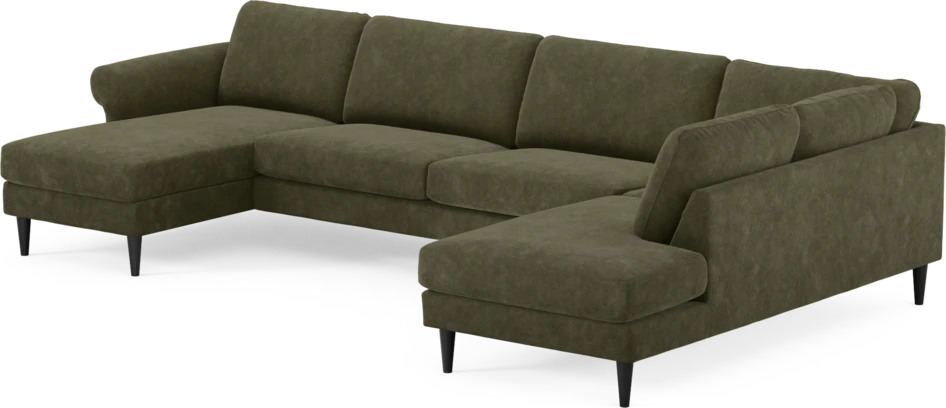 Bridge - 3-sits soffa med schäslong vänster och divan höger - Grön