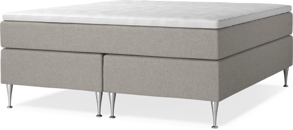 New York - Kontinentalsäng, dubbelsängmed bäddmadrass och sängben - Grå