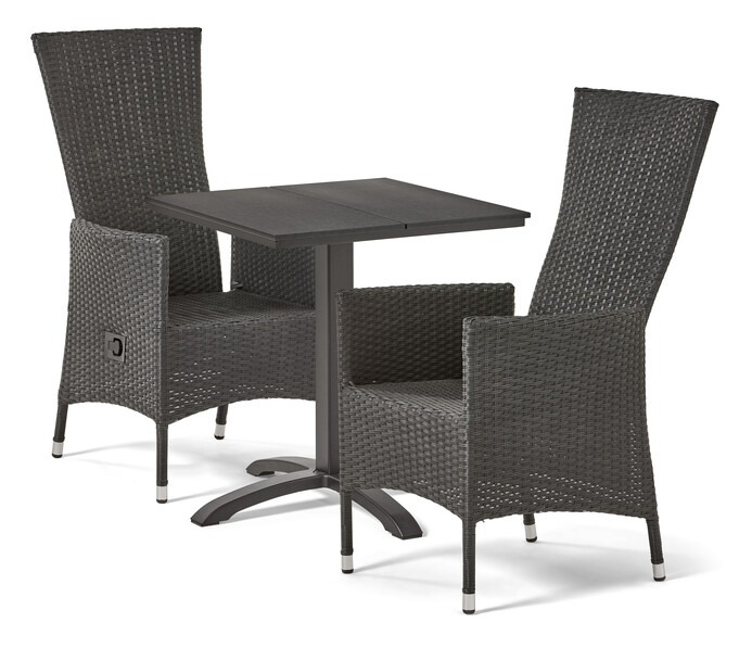 Village - Utegrupp med bord och 2 reclinerstolar - Svart