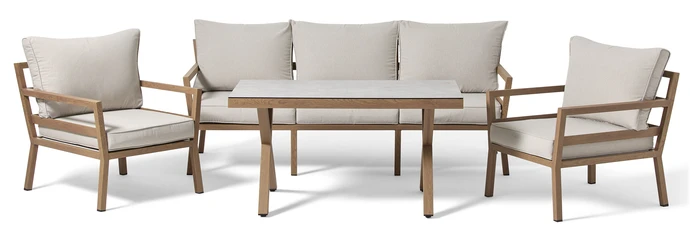 Maxime, Utegrupp med soffa, 2 fåtöljer och bord