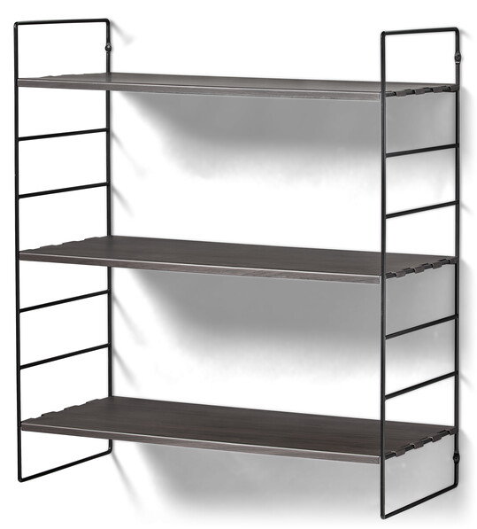 Wera - Vägghylla byggbar med 3 hyllplan, 60x30x69,4 cm - Svart