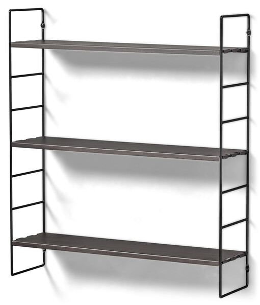 Wera - Vägghylla byggbar med 3 hyllplan, 60x18x69,4 cm - Svart
