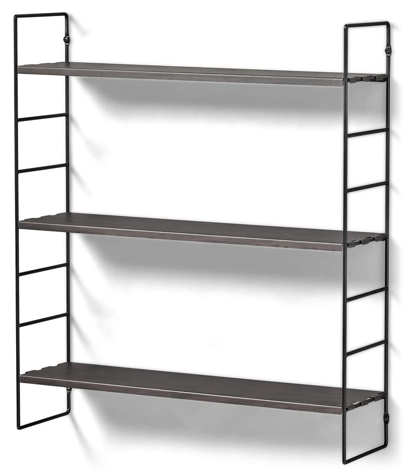 Wera - Vägghylla byggbar med 3 hyllplan, 60x18x69,4 cm - Svart