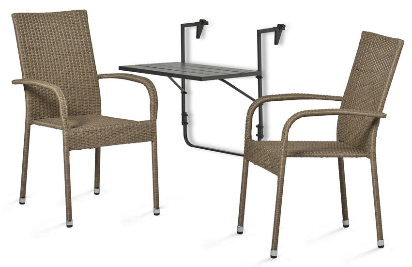 Piccolo/Village - Utegrupp med bord och 2 karmstolar - Beige