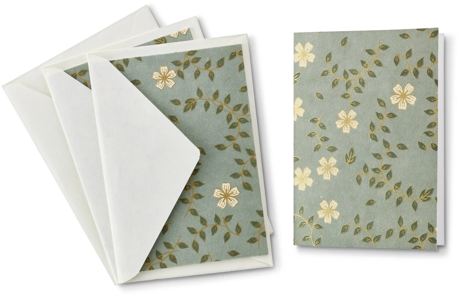 Gåva - Gratulationskort, 3-pack, L 16,2 B 11,4 cm - Grön