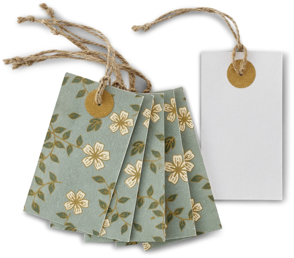 Gåva - Presenttag, 6-pack, L 5,5 H 10 cm   - Grön