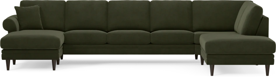 Eden - 3-sits soffa med schäslong vänster och divan höger - Grön