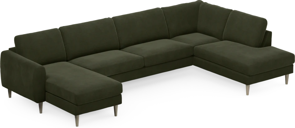 Bridge - 3-sits soffa med schäslong vänster och divan höger - Grön