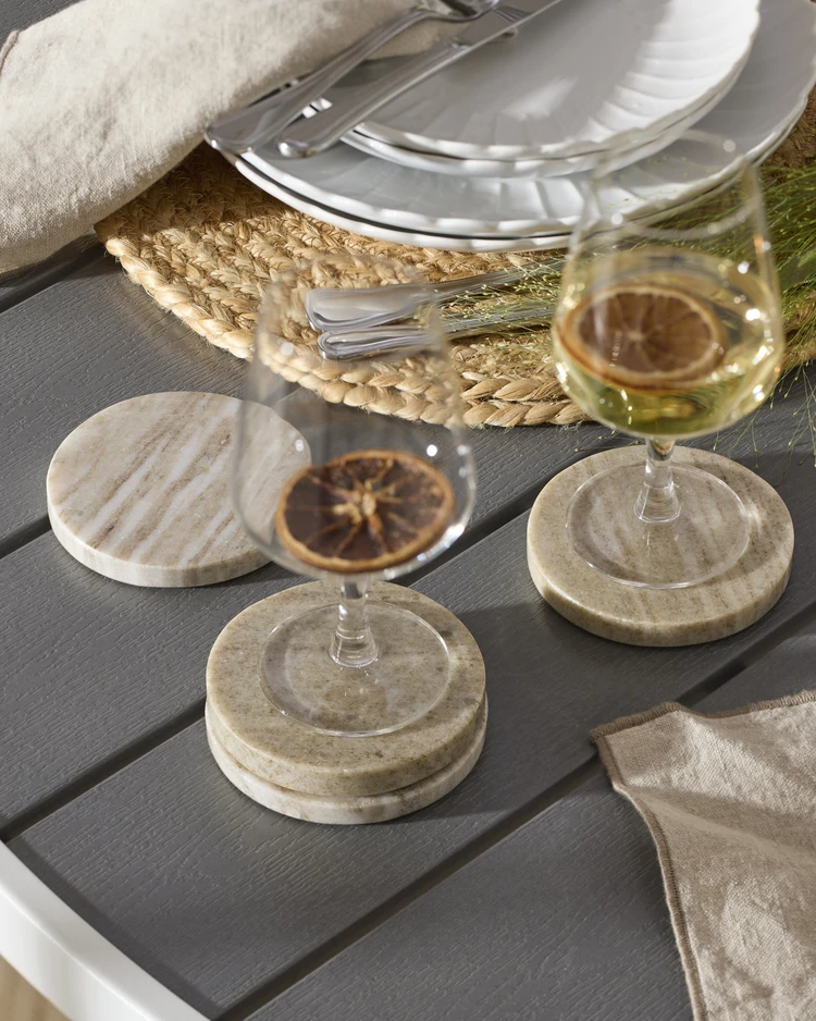 Marmor - Glasunderlägg 4-pack, Ø 10 cm - inspiration