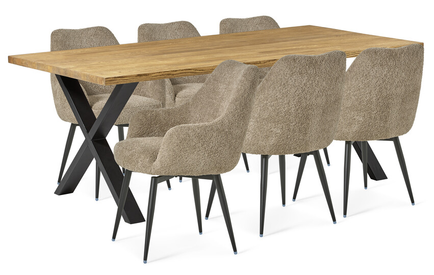 Eastwood - Matgrupp med 6 stolar Edin - Beige