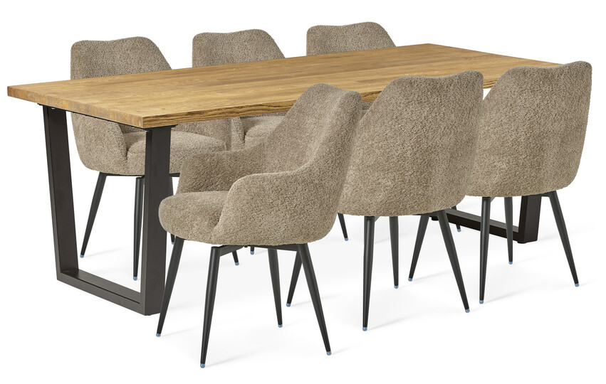 Eastwood - Matgrupp med 6 stolar Edin - Beige