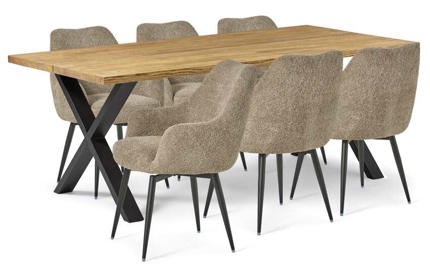 Eastwood - Matgrupp med 6 stolar Edin - Beige