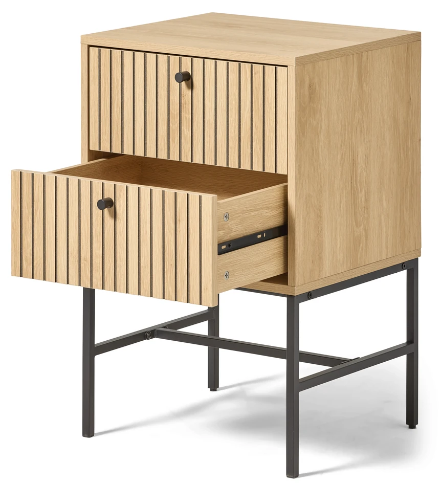 Tino - Sängbord med 2 lådor, 46x40x70 cm - Beige