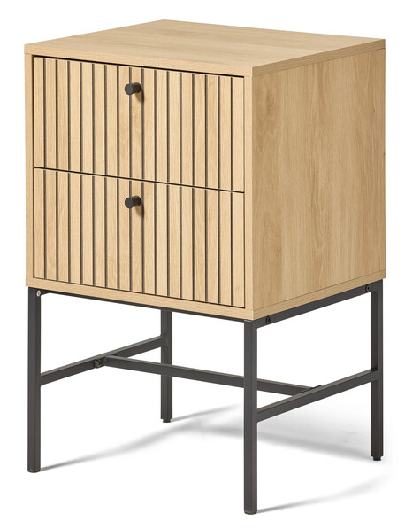 Tino - Sängbord med 2 lådor, 46x40x70 cm - Beige