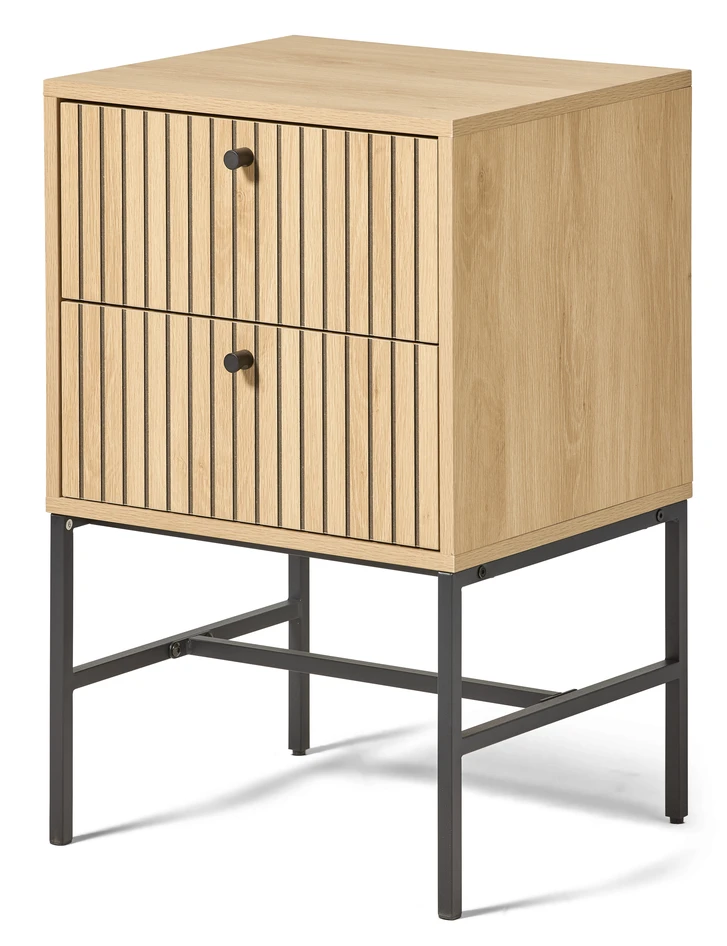 Tino - Sängbord med 2 lådor, 46x40x70 cm - Beige