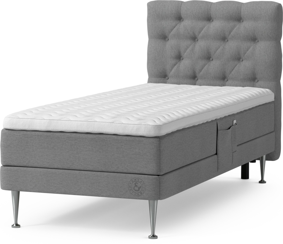 Särö Comfort - Ställbar säng, enkelsäng med bäddmadrass, sängben och Pikerad Låg sänggavel