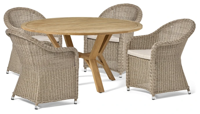 Solhaga/Belle, Utegrupp med bord och 4 fåtöljer