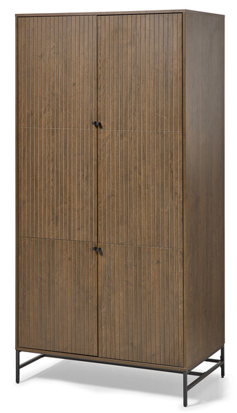 Tino - Garderob med 4 dörrar, 99x60x200 cm - Brun