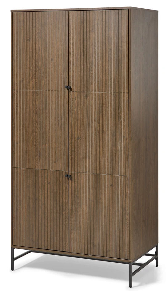 Tino - Garderob med 4 dörrar, 99x60x200 cm - Brun