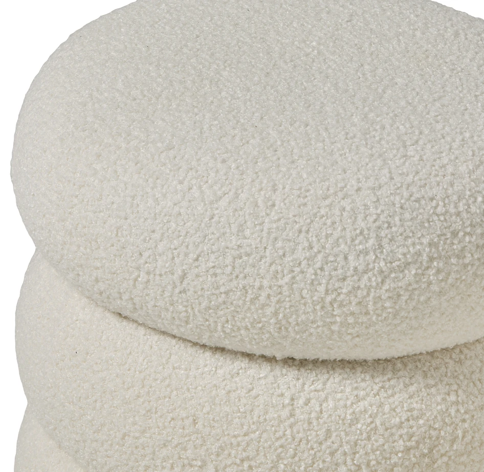 Boris - Puff, Ø 41 cm med förvaring - Vit