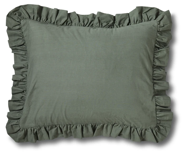 Bridgeport, Örngott i garnfärgad bomull med volang, 50x60 cm