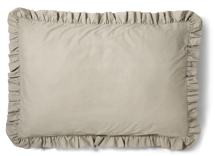 Bridgeport, Örngott till hotellkudde i garnfärgad bomull med volang, 70x100 cm